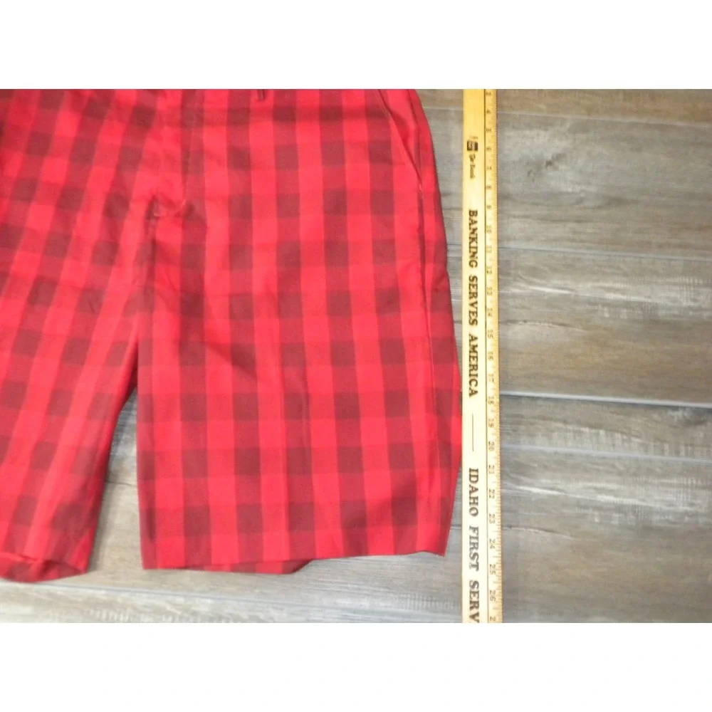 Adidas Climalite Golf Shorts Mens 42 Red Black‎ Plaid Flat Front Performance